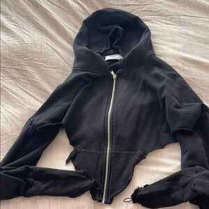 Chic Black Distressed Hoodie